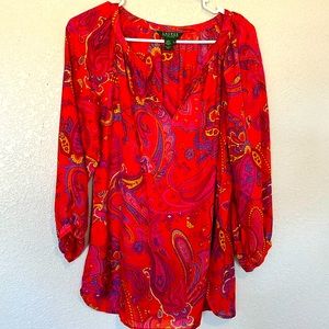 Lauren Ralph Lauren petite 100% silk shirt